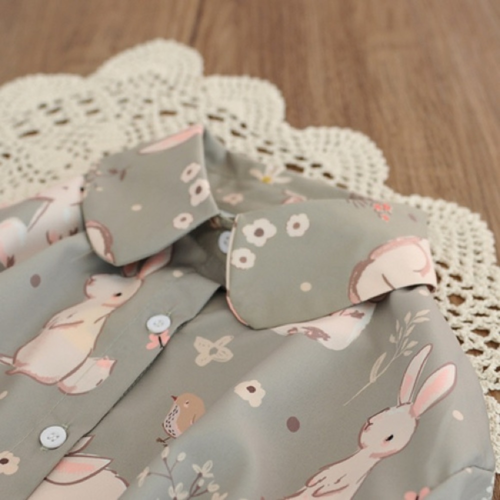 Rabbit Print Cute Green Blouse